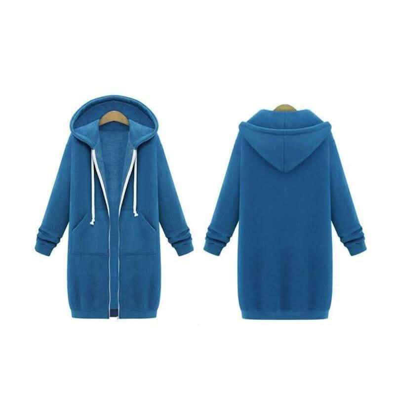 Zipper Front Pocket Drawstring Hoodie